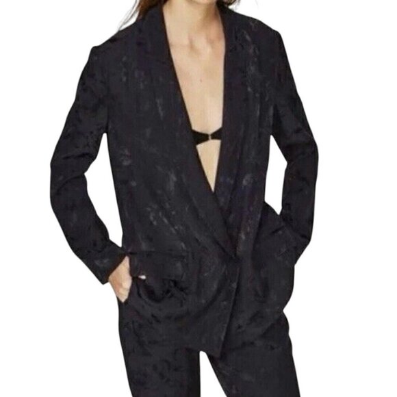 Jacquard Blazer Sz.S Oversized Black Floral Textured Open Front
Goth Grunge Boho - Picture 2 of 11